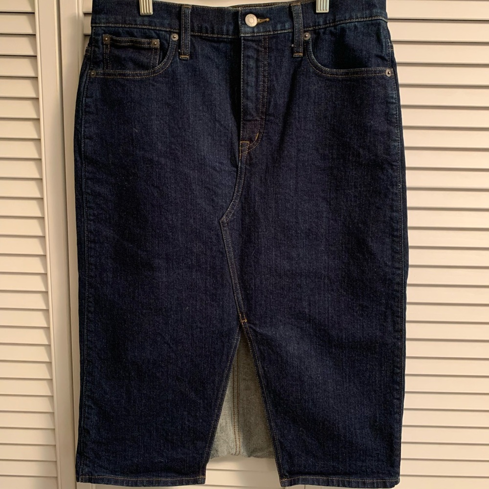 J. Crew Women's Dark Blue Denim Split Skirt
